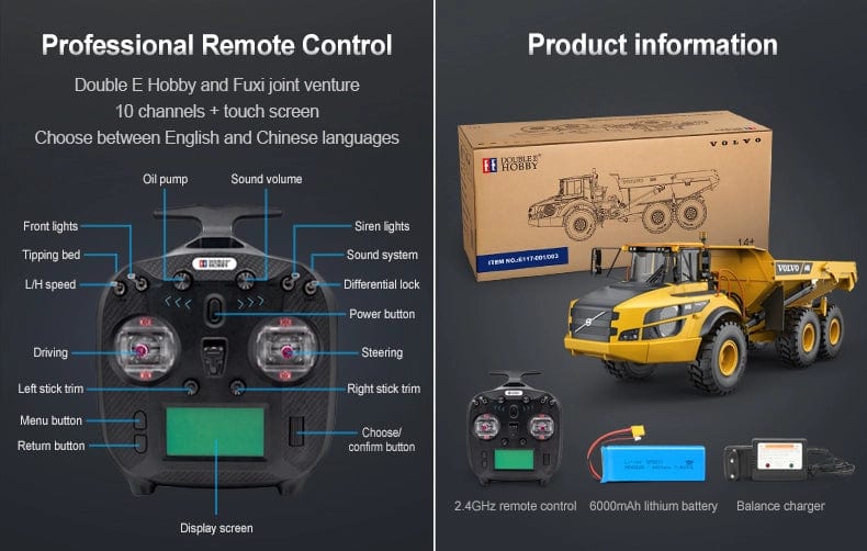 1/16 Volvo A40G RC Kaya Kamyonu - Hidrolikli