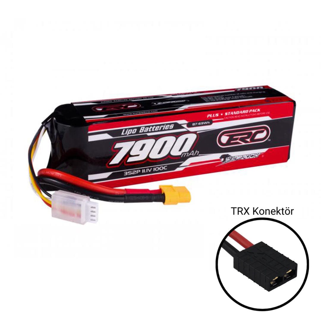 7900mAh 11.1V 3S 100C ERC Plus Lipo Batarya (Traxxas Konektör)