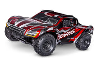 [Dış] Traxxas Maxx Slash 6S - kırmızı kaporta stüdyo ön çeyrek görünüm