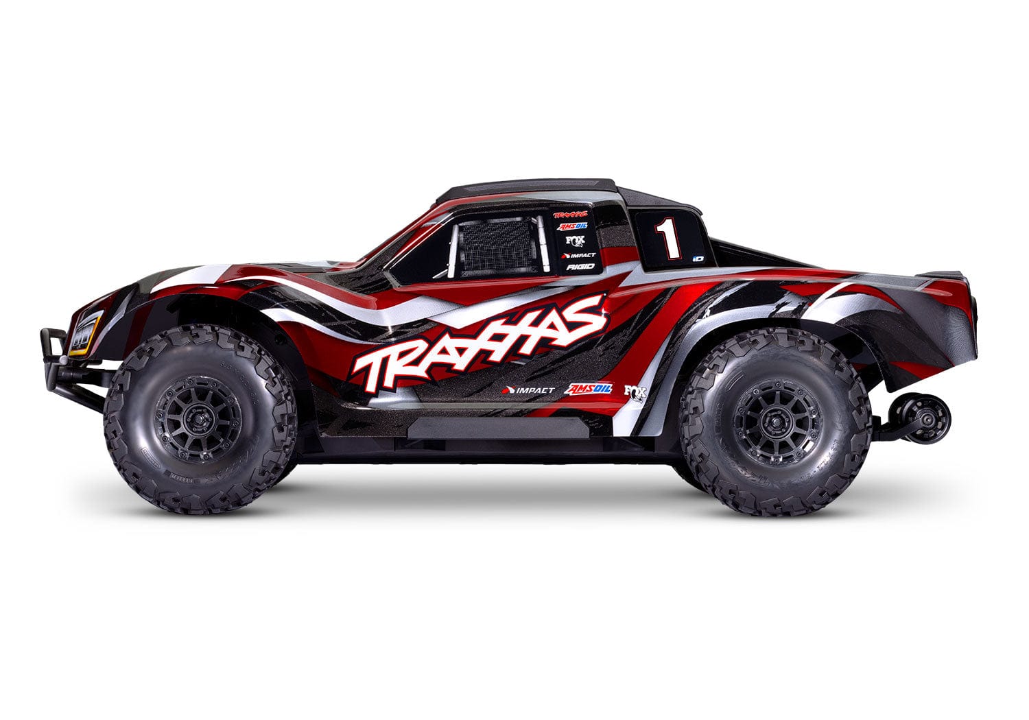 [Dış] Traxxas Maxx Slash 6S - kırmızı kaporta stüdyo yandan görünüm