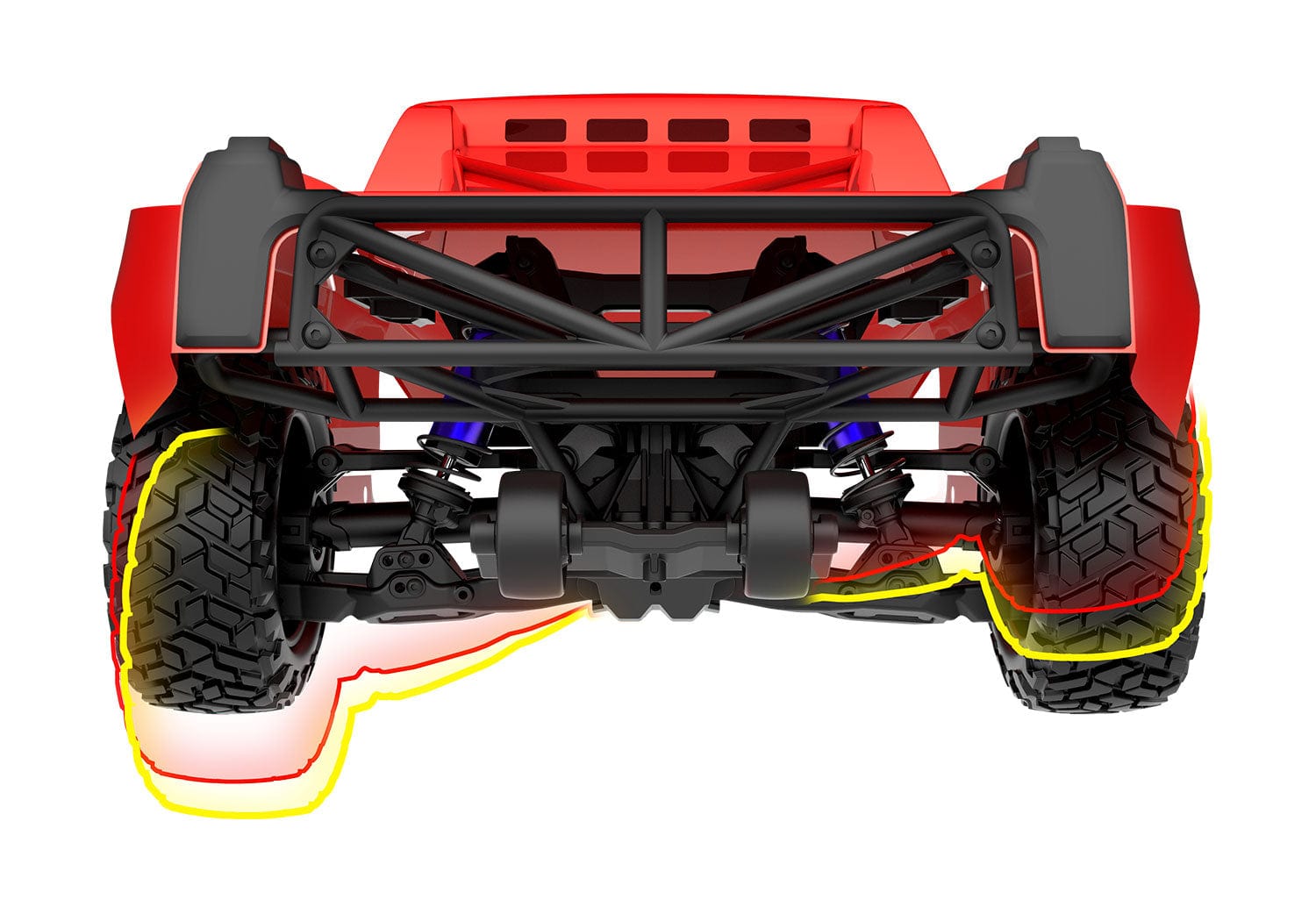 [Motor] Traxxas Maxx Slash 6S - süspansiyon stroku karşılaştırması render görseli