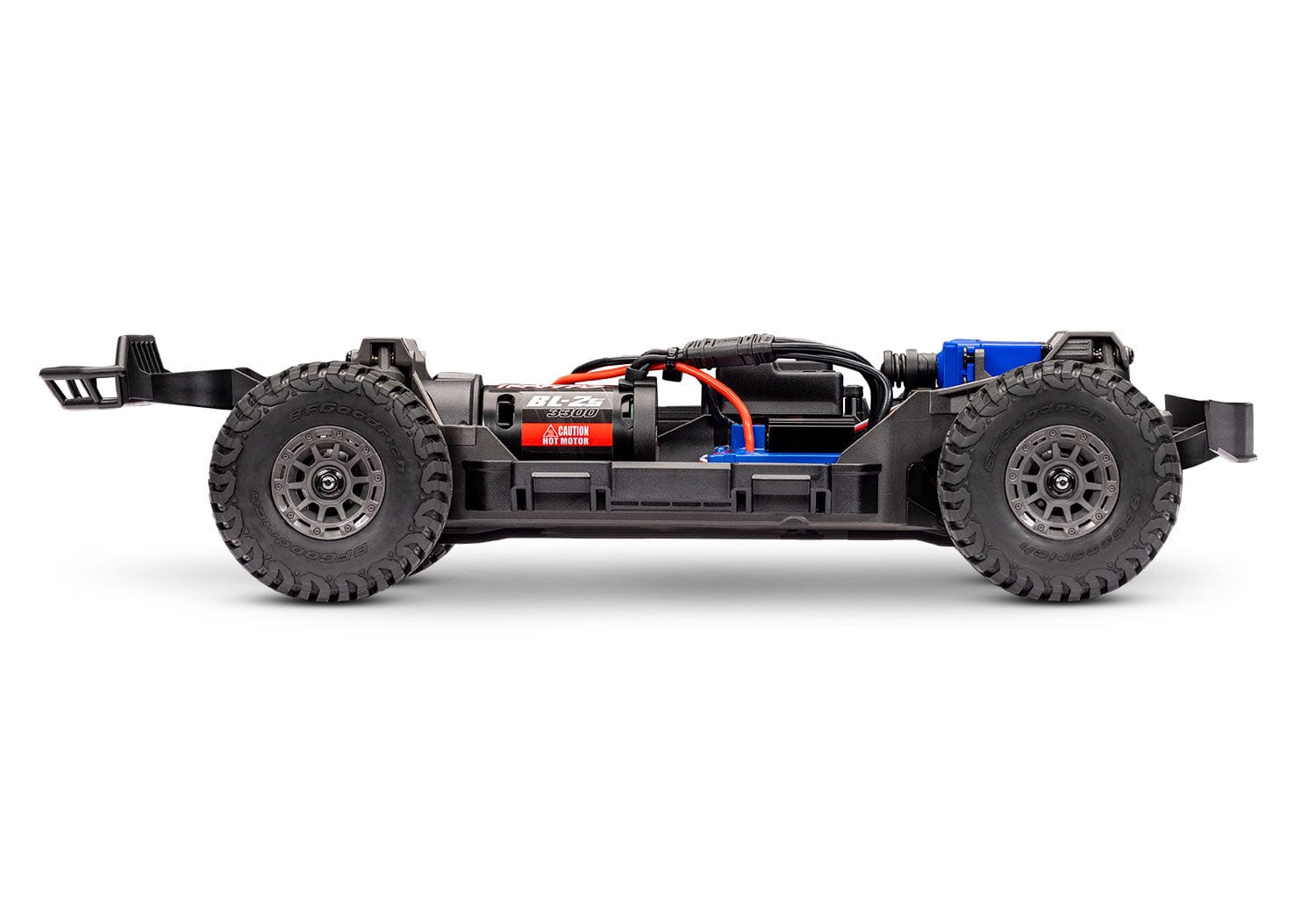 [Motor] Traxxas Mini Slash - kasası çıkarılmış şasi yandan görünümü, motor ve aktarma organları