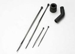 Pipe coupler, molded (black)/ exhaust deflecter (rubber, black)/ cable ties, long (2)/ cable ties, short (2)