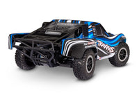 [Dış] Traxxas Slash 2WD XL-5 - mavi kasalı 1/10 ölçek RC short course truck stüdyo arkadan 3/4 görünüm