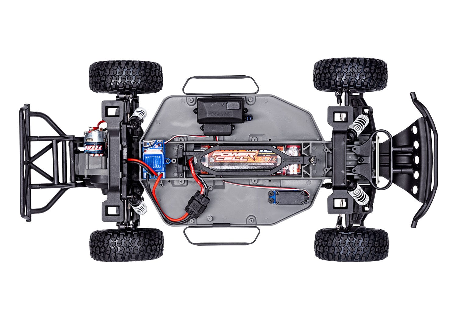[Motor] Traxxas Slash 2WD XL-5 - tepeden şasi görünümü motor batarya ve elektronik yerleşim