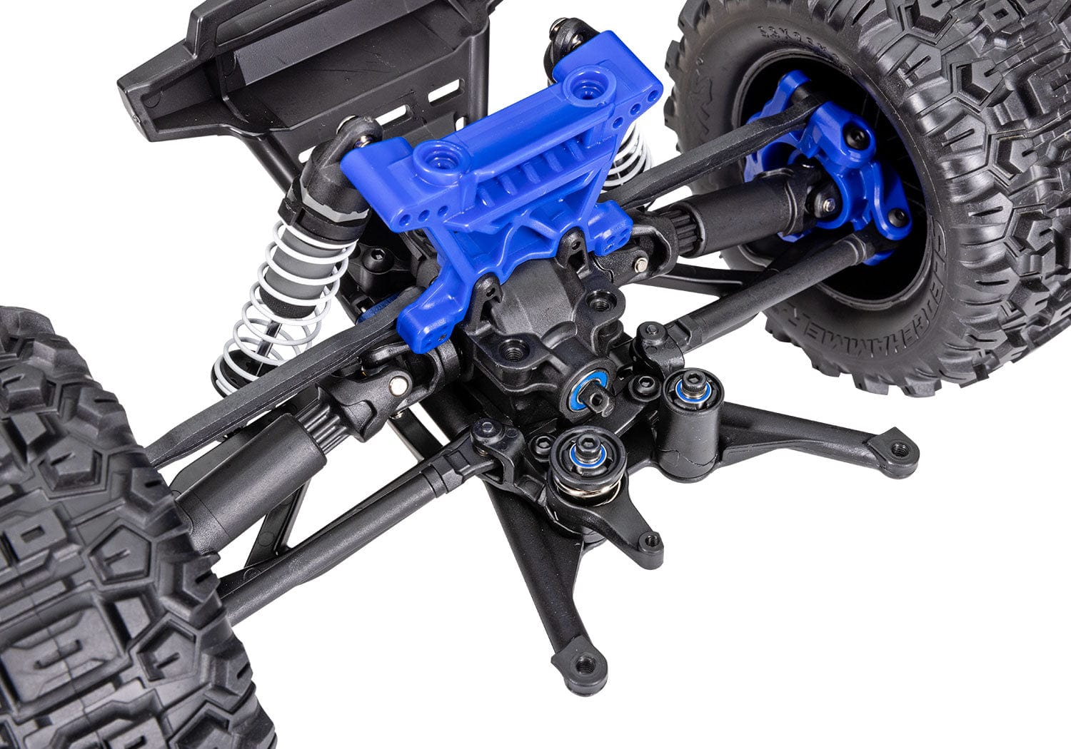 [Motor] Traxxas Stampede 2S - mavi direksiyon bellcrank mekanizması yakın çekim