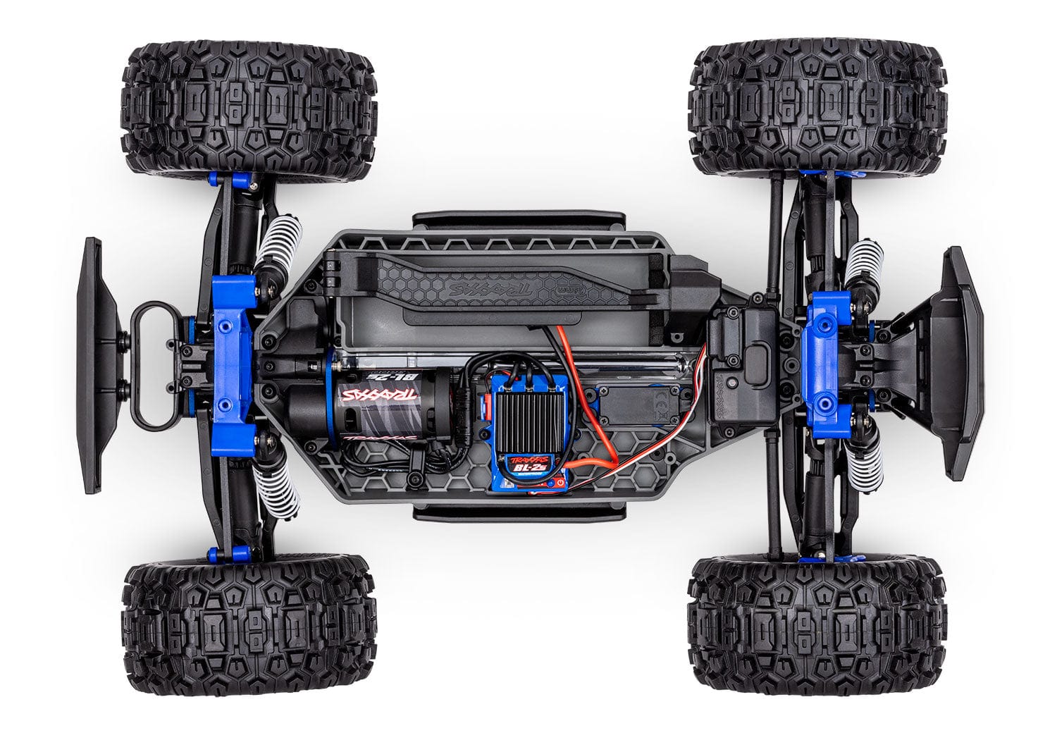 [Motor] Traxxas Stampede 2S - kaportasız tam şasi tepeden görünüm