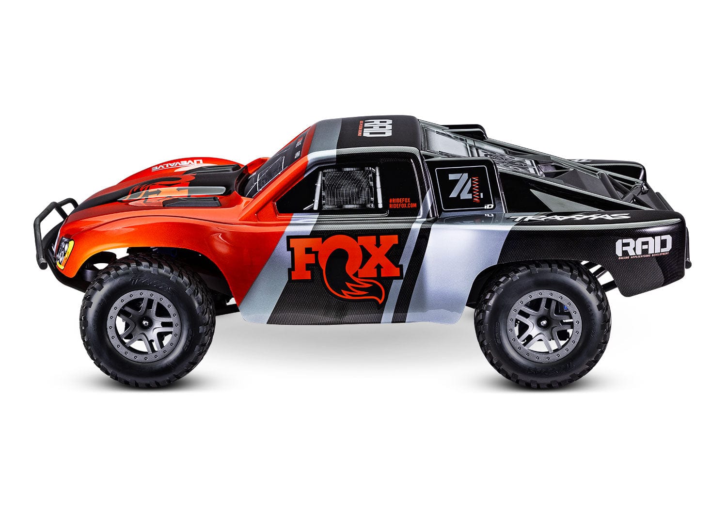 [Dış] Traxxas Slash 4x4 Combo - turuncu FOX sürümü yandan stüdyo profili