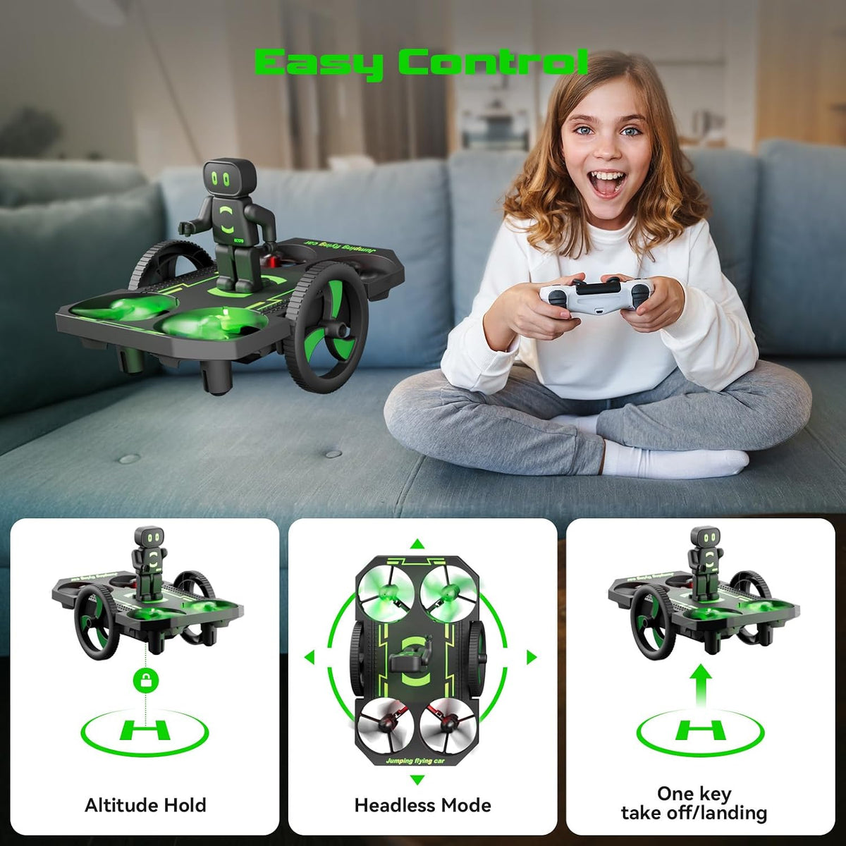 Wowitoys H4828 Jumping Flying Car Drone - kolay kontrol