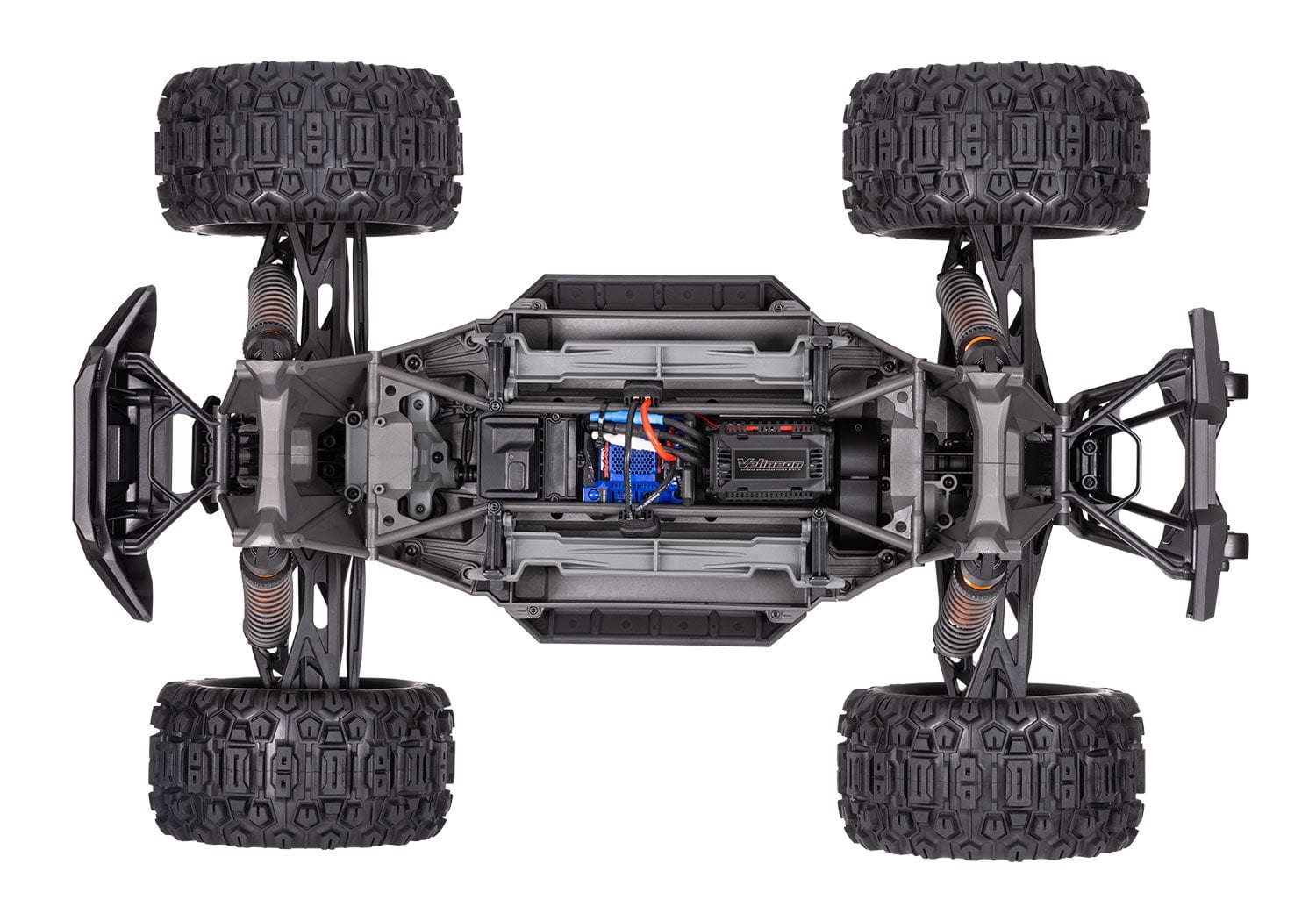 [Motor] Traxxas X-Maxx Belted - şasi üstten görünüm, aktarma ve ESC