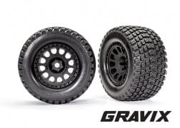 Tires & wheels, assembled, glued (XRT® Race black wheels, Gravix™ tires, foam inserts) (left & right)