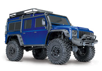 [Dış] Traxxas TRX-4 Defender - Mavi Defender stüdyo ön 3/4 açı tavan rafı snorkel ve portal aks lastikleri
