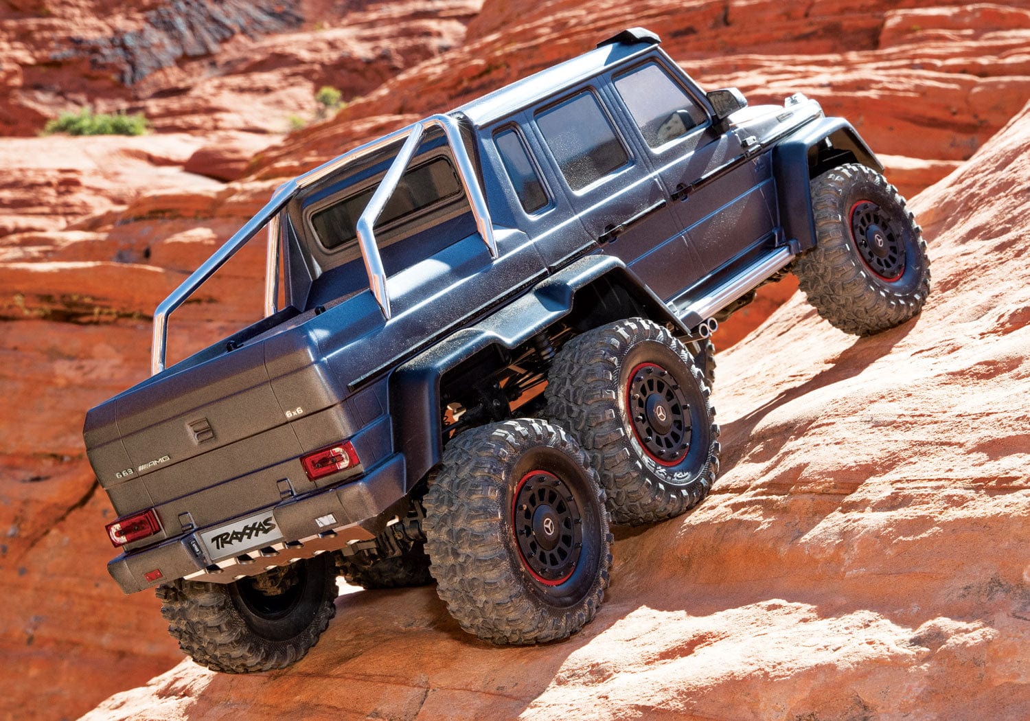 [Action] Traxxas G63 6x6 - kırmızı kayalarda arka çapraz tırmanış