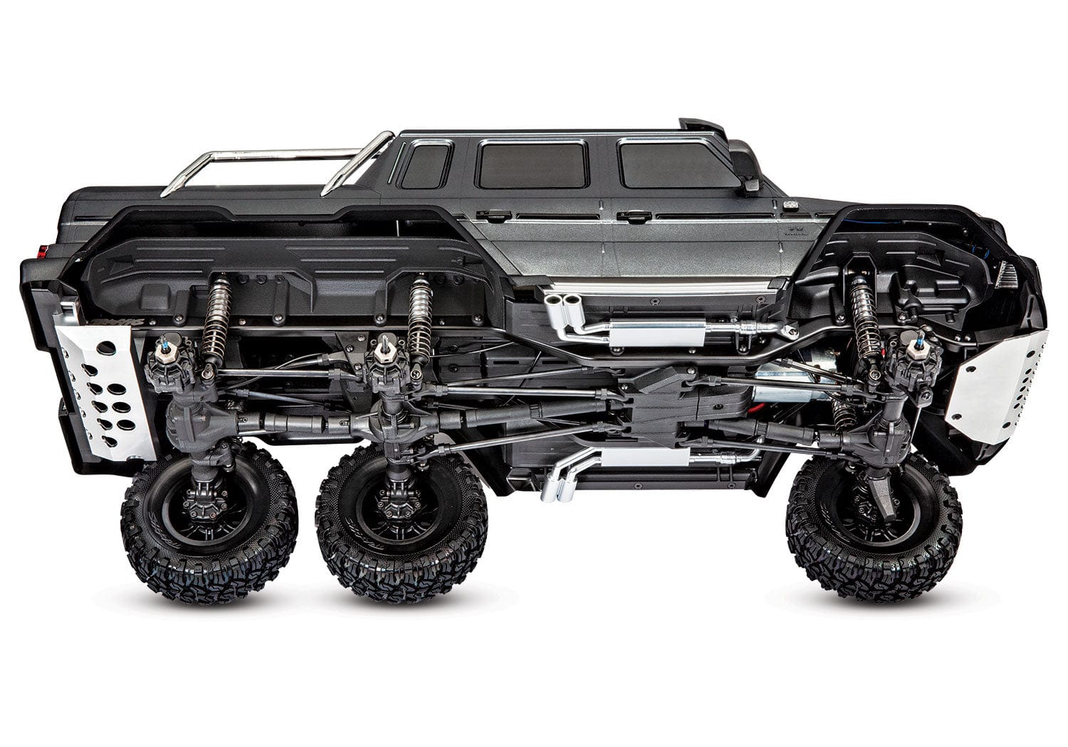 [Motor] Traxxas G63 6x6 - alttan yan şasi, amortisör ve eksoz detayı