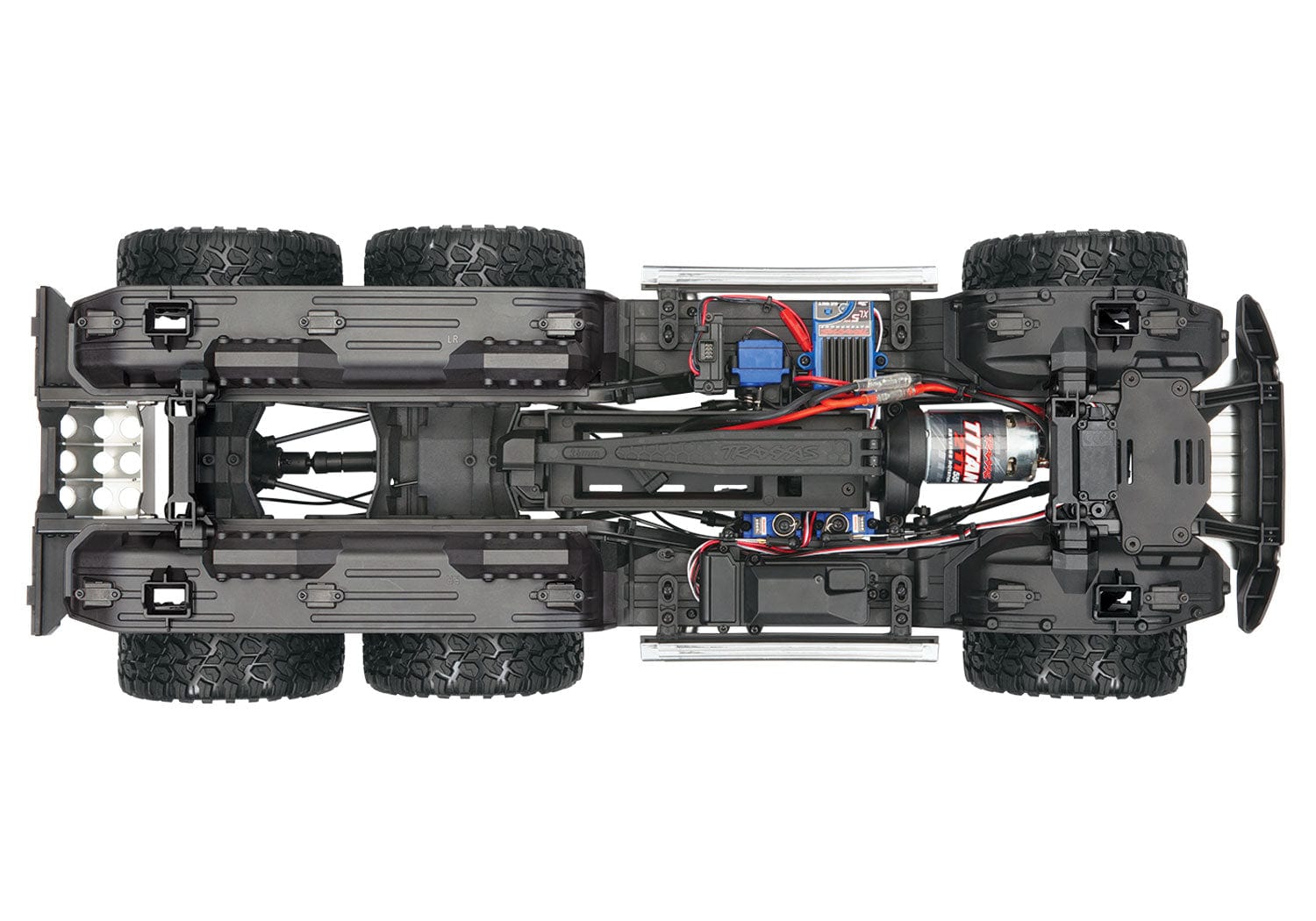 [Motor] Traxxas G63 6x6 - şasi üstten görünüm, elektronik yerleşimi