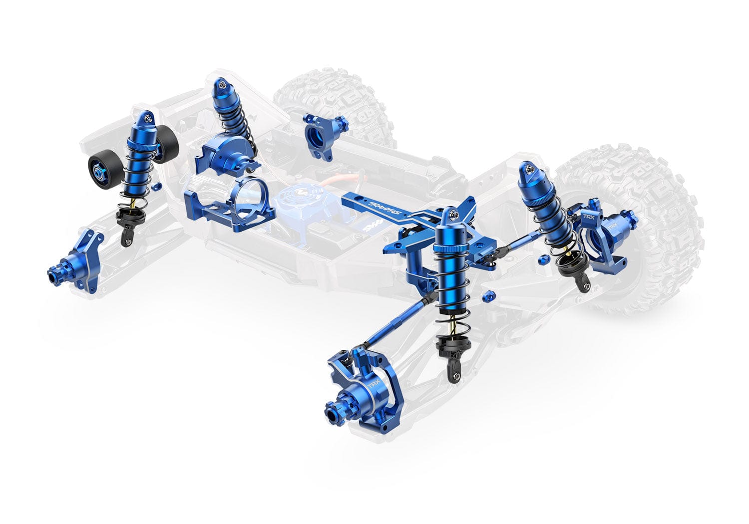 [Detay] Traxxas Maxx Ultimate - mavi alüminyum upgrade parça patlatmalı şema