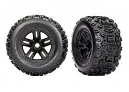 Tires & wheels, assembled, glued (3.8" black wheels, Sledgehammer® tires, foam inserts) (2)