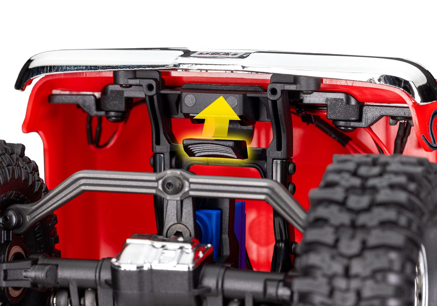 [Motor] Traxxas TRX-4M F150 - Kırmızı gövde iç detay batarya yuvası yakın çekim