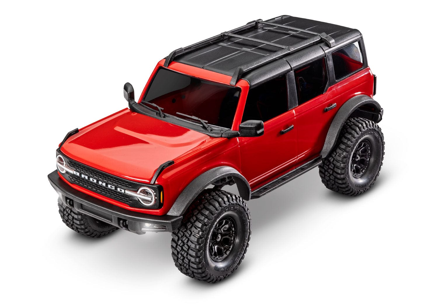 [Dış] Traxxas TRX-4M Bronco - kırmızı araç yüksek çaprazdan stüdyo görünümü