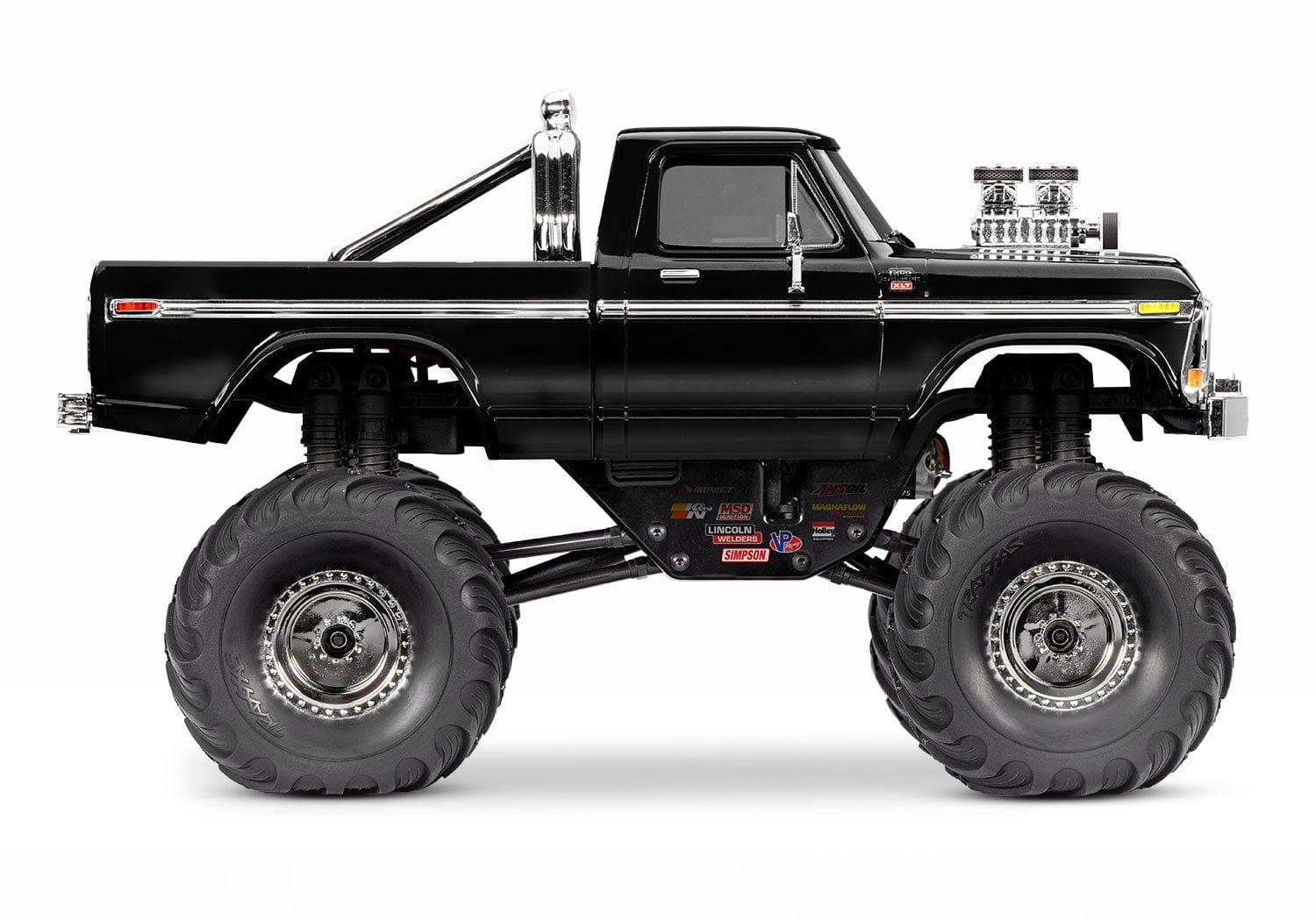[Dış] Traxxas TRX-4MT F-150 - Siyah Ford F-150 Monster Truck 1/18 ölçek stüdyo yan profil görünüm