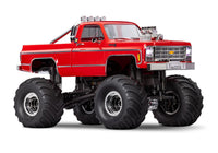 [Dış] Traxxas TRX-4MT K10 - Kırmızı Chevrolet K10 Monster Truck stüdyo ön çeyrek görünüm