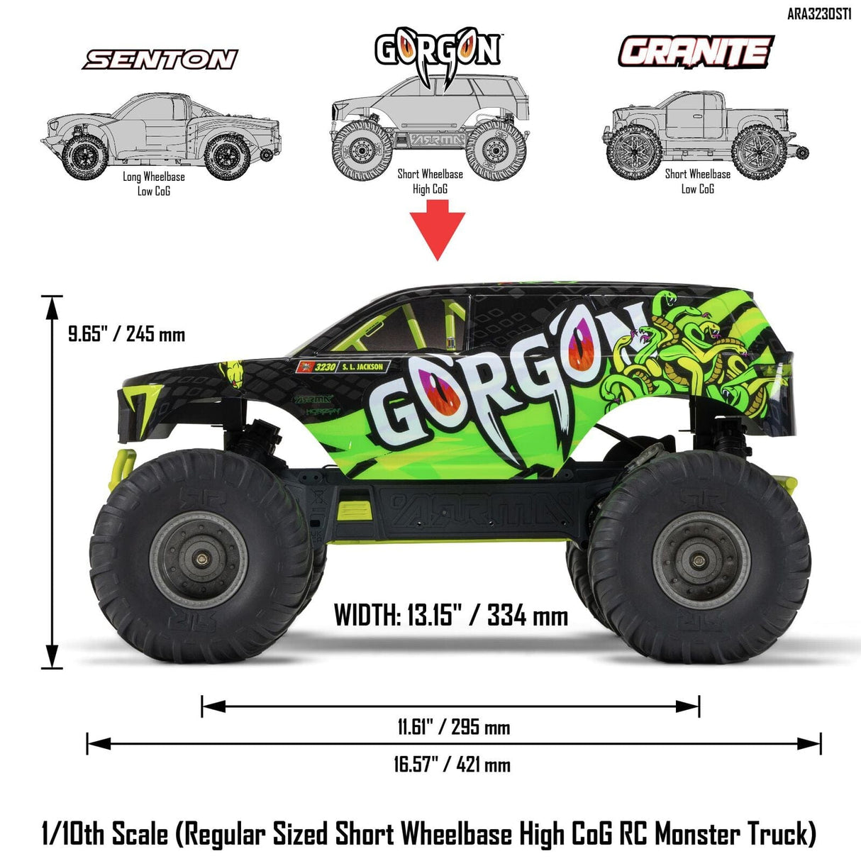 ARRMA RC 1/10 Gorgon 4X2 Monster Truck RTR