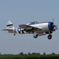 [Havada] E-flite P-47 Razorback 1.2m - Alçak irtifada yatay uçuş, invasion stripes görünümü