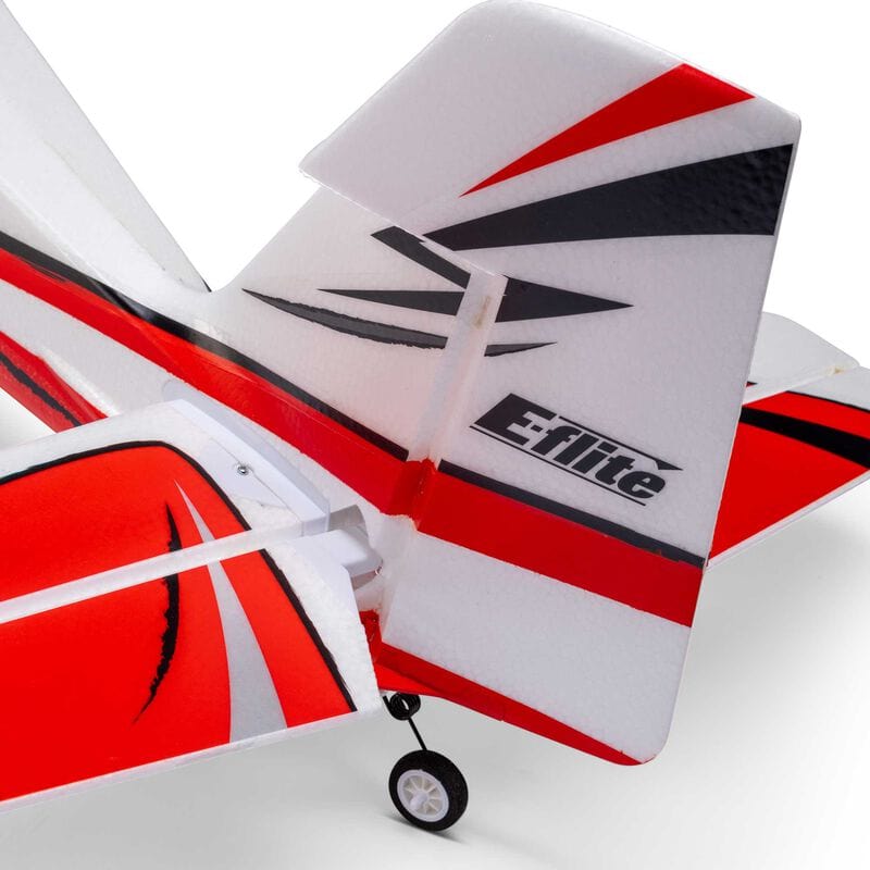 [Detay] E-flite Turbo Timber Evolution 1.5m - dikey kuyruk ve E-flite logosu yakın çekim