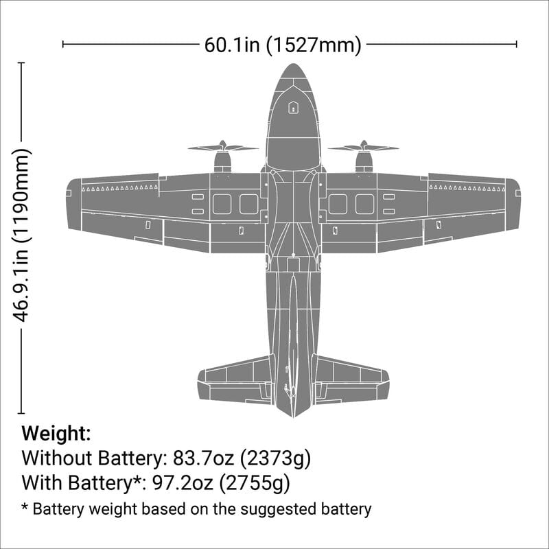 E-Flite EC-1500 Twin 1.5m BNF Basic - AS3X/SAFE Select