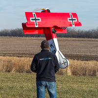 [Boyut] Fokker D.VII 87 inç ARF - Arkadan boyut karşılaştırması, pilot ile ölçek referansı