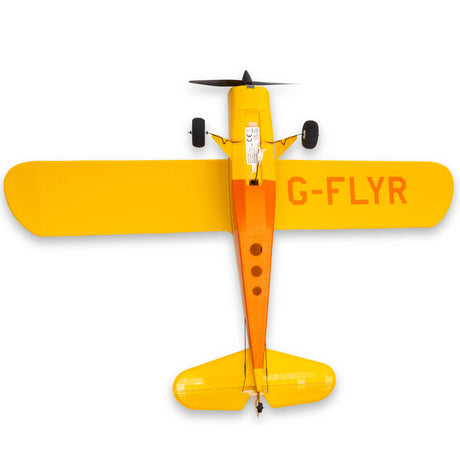 [Detay] HobbyZone Champ RTF SAFE — üstten görünüm, kanat açıklığı ve G-FLYR gövde işaretlemeleri