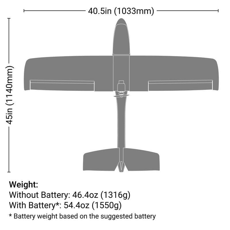 [Boyut] HobbyZone AeroScout S 2 1.1m - Teknik çizim, boyut ve ağırlık bilgileri