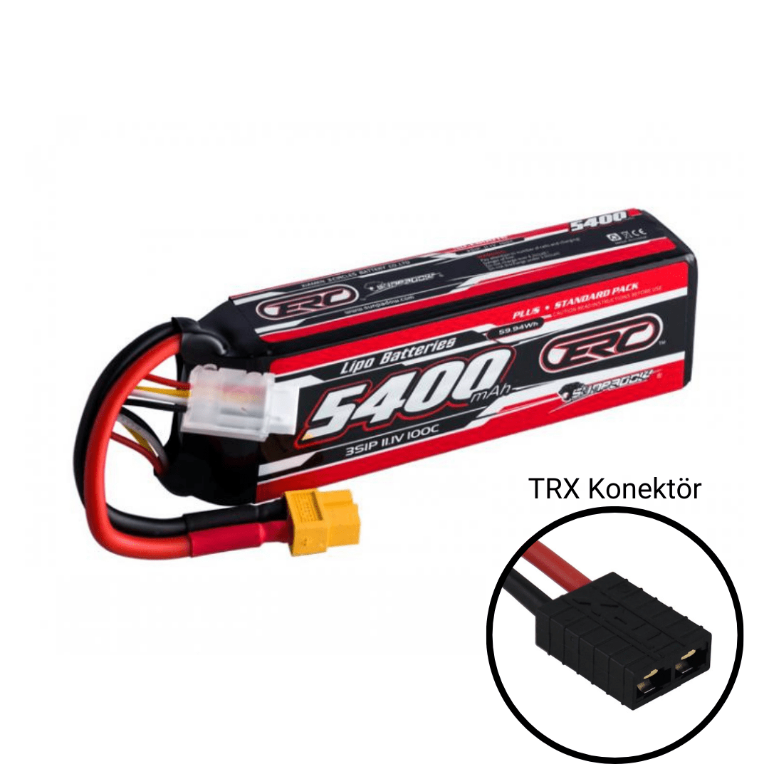 5400mAh 11.1V 3S 100C ERC Plus Lipo Batarya (Traxxas Konektör)