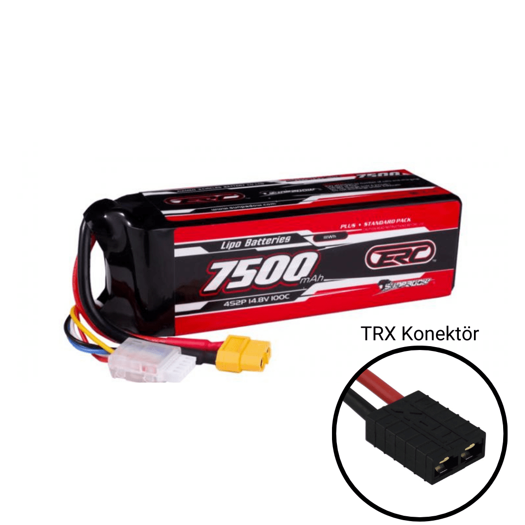 7500mAh 14.8V 4S-2P 110C ERC Plus Lipo Batarya (Traxxas Konektör)