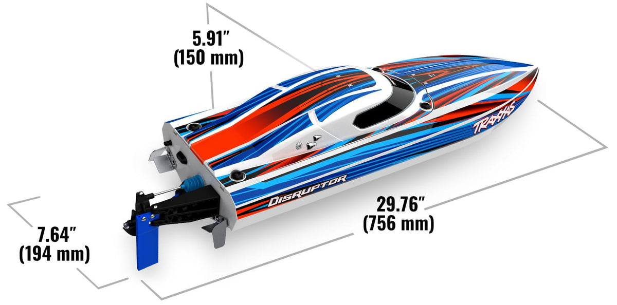 Traxxas Disruptor VXL-4S - ölçüler, arkadan görünüm