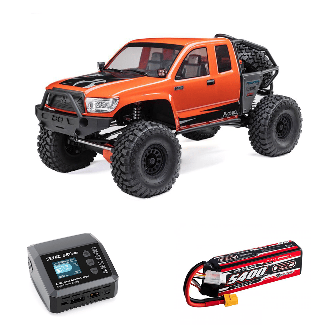 [Dış] Axial SCX6 Trail Honcho Combo - turuncu araç, ERC Plus 5400mAh 3S LiPo batarya ve SkyRC S100 Neo şarj aleti