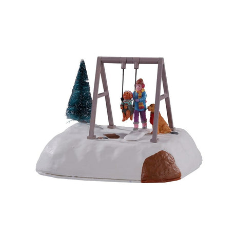 Lemax Puppy Gets a Swing Ride - Lemax Noel Köyü Modeli