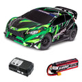 [Dış] Traxxas Fiesta Rally Combo - yeşil araç, SkyRC şarj aleti ve 5400mAh LiPo batarya combo set