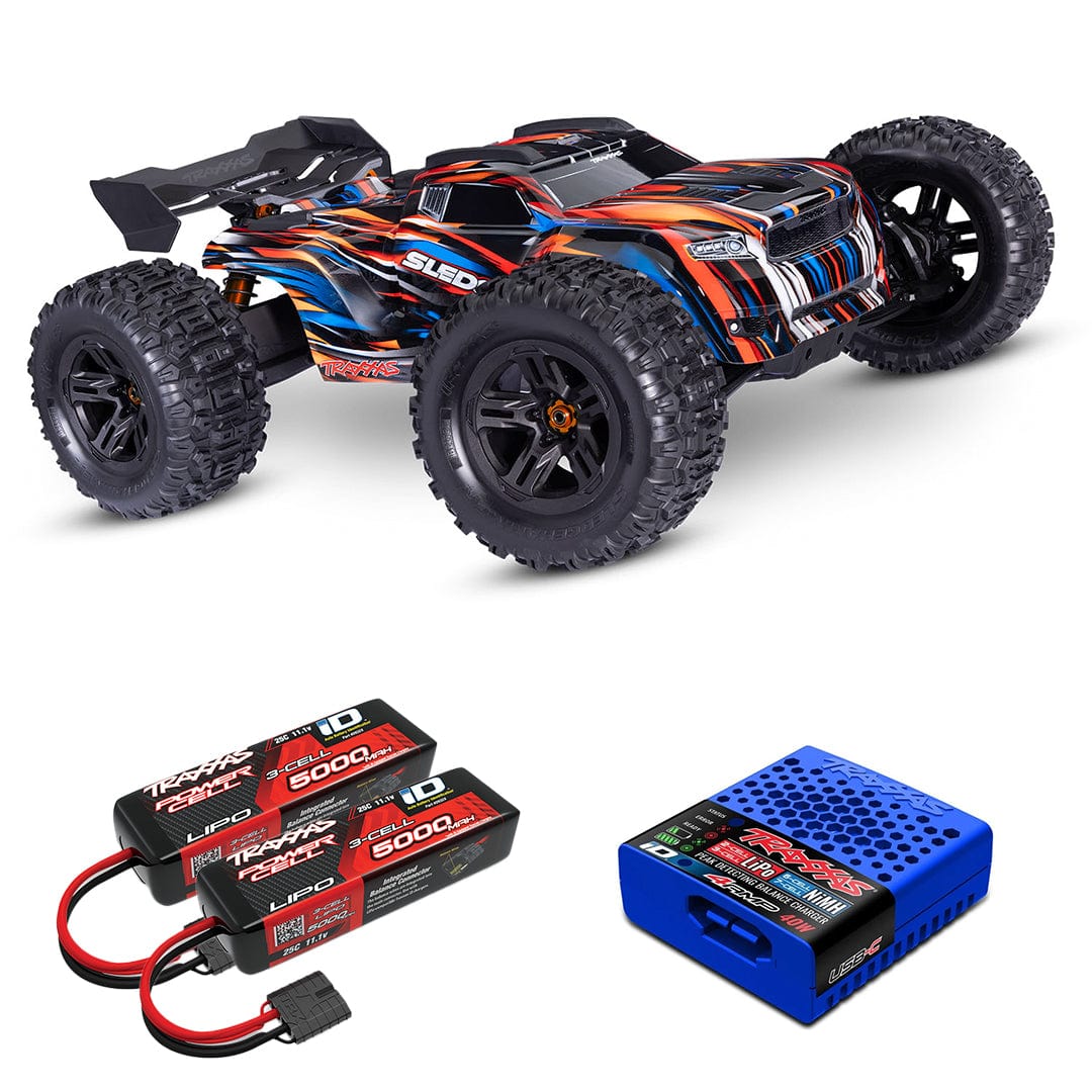 [Dış] Traxxas Sledge - turuncu araç Traxxas LiPo batarya ve USB-C şarj aleti seti