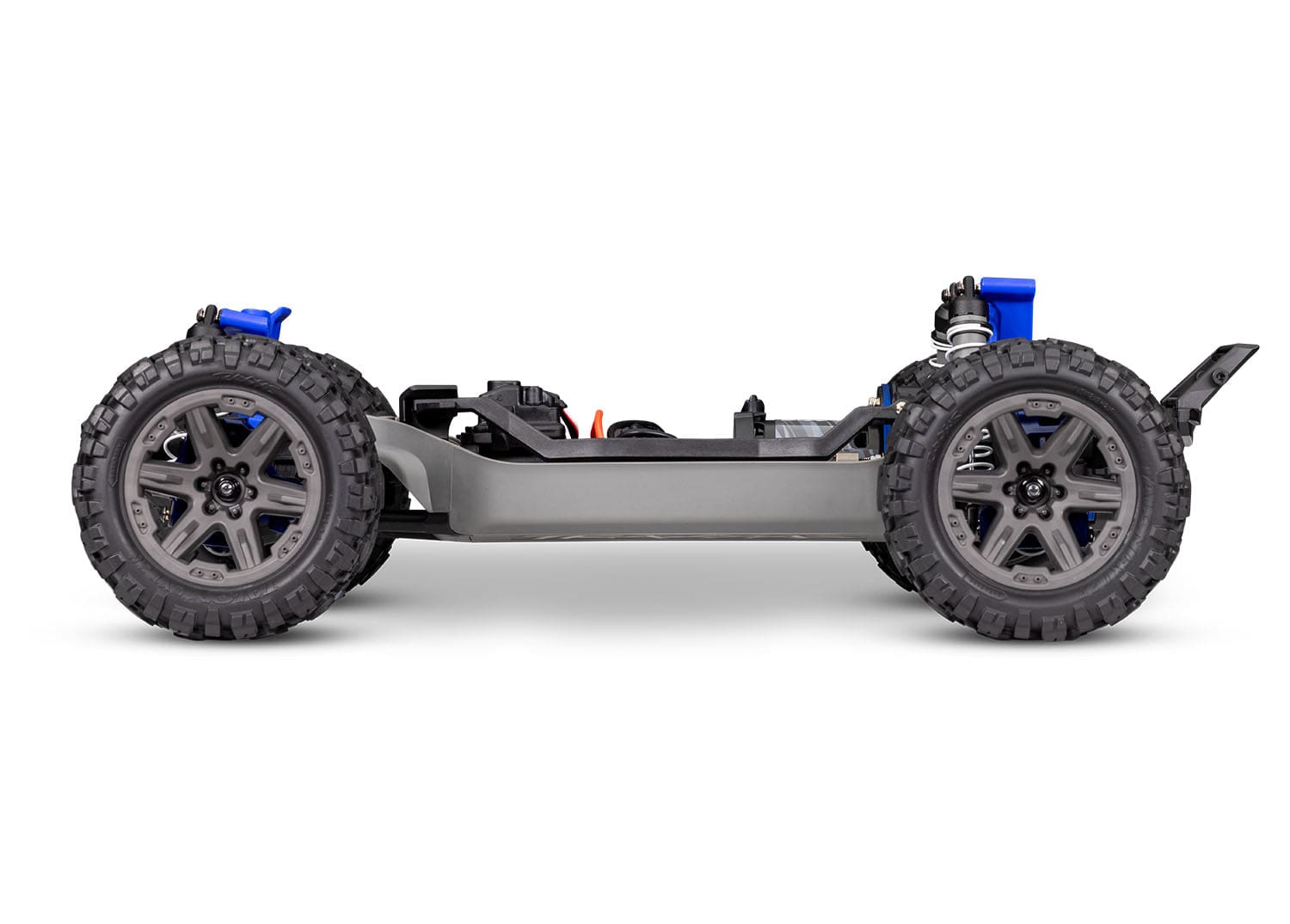 [Motor] Traxxas Rustler Combo - çıplak şasi yan profil, süspansiyon detayı