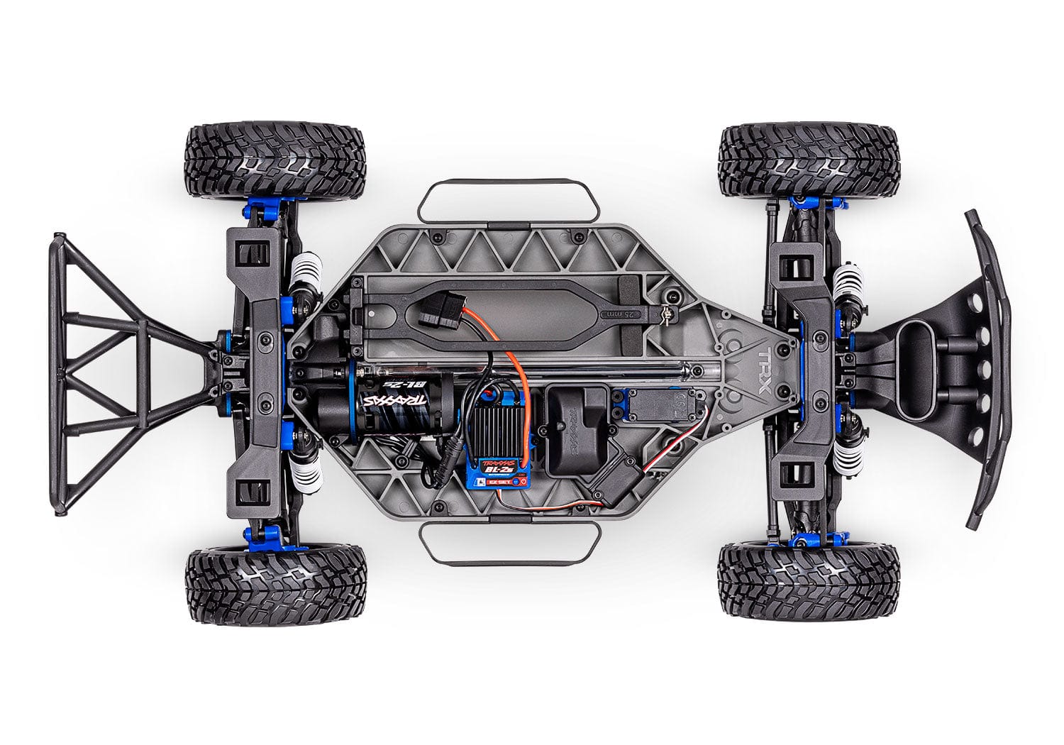 [Motor] Traxxas Slash 4x4 Combo - şasi üst görünümü motor ESC ve batarya yerleşimi