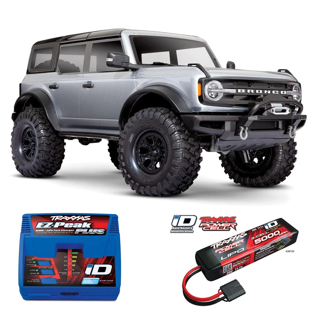[Dış] Traxxas TRX-4 Bronco 2021 - Iconic Silver araç EZ-Peak Plus şarj ve Power Cell 3S LiPo combo