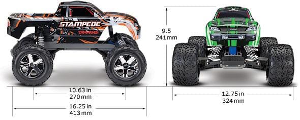 [Boyut] Traxxas Stampede XL-5 - ölçü diyagramı, uzunluk genişlik ve yükseklik mm