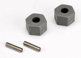 Wheel hubs, hex (tall offset, Rustler®/Stampede® front) (2)/ axle pins (2.5x10mm) (2)