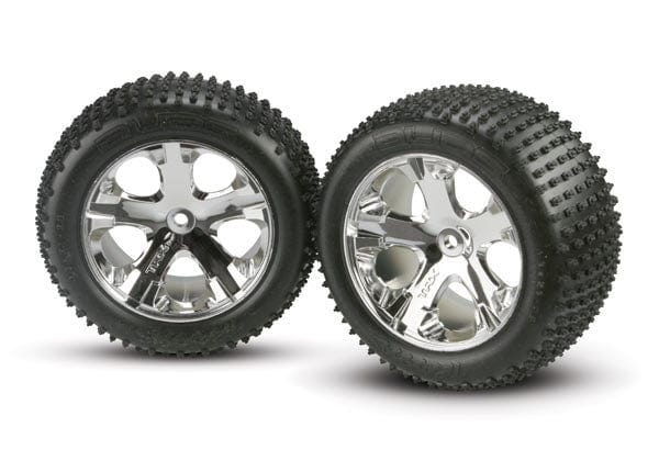 Tires & wheels, assembled, glued (2.8") (All-Star chrome wheels, Alias® tires, foam inserts) (2WD electric rear) (2)