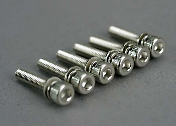 Screws, 3x15mm cap-head machine (hex drive) (with split and flat washers) (6)