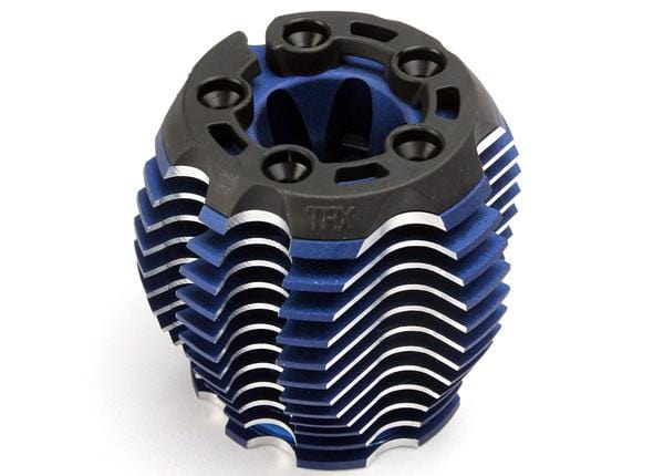 Cooling head, PowerTune (machined aluminum, blue-anodized) (TRX 3.3), head protector (1), 3x6mm CCS (5)