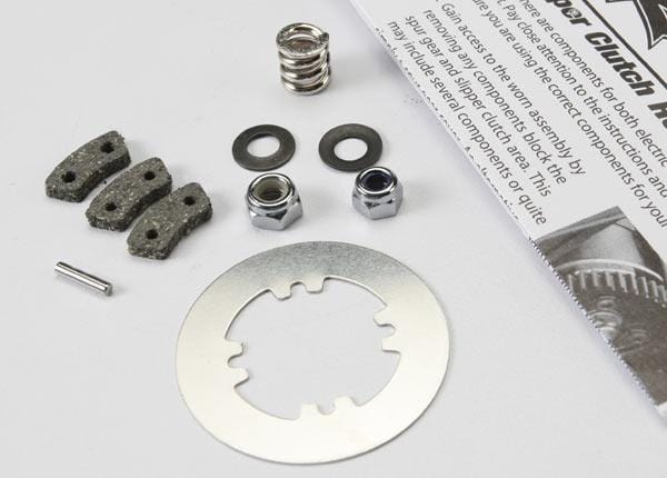 Rebuild kit, slipper clutch (steel disc/ friction pads (3)/ spring (2)/ 2x9.8mm pin/ 5x8mm MW/ 5.0mm NL (1)/ 4.0mm NL (1))