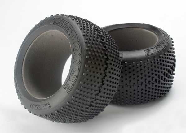 Response racing 3.8" Tires (soft-compound, narrow profile, short knobby design) with foam inserts (2)