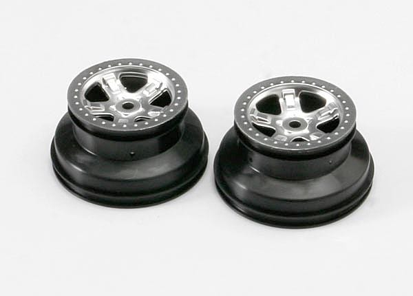 Wheels, SCT satin chrome, beadlock style, dual profile (2.2" outer, 3.0" inner) (2)